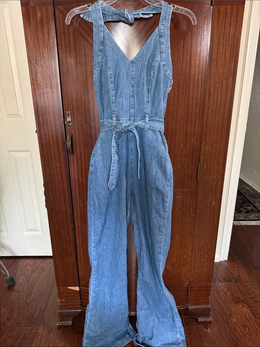 NWOT Paige Denim V-Neck Halter Jumpsuit
